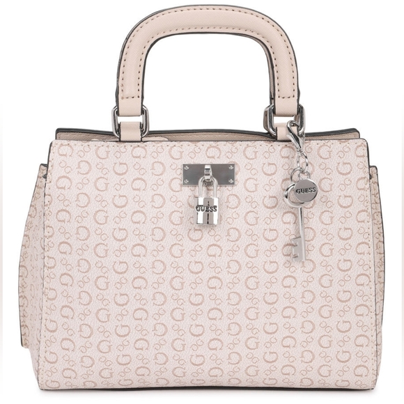 Guess Meera Light Rose Monogram Satchel - Picture 1 of 15